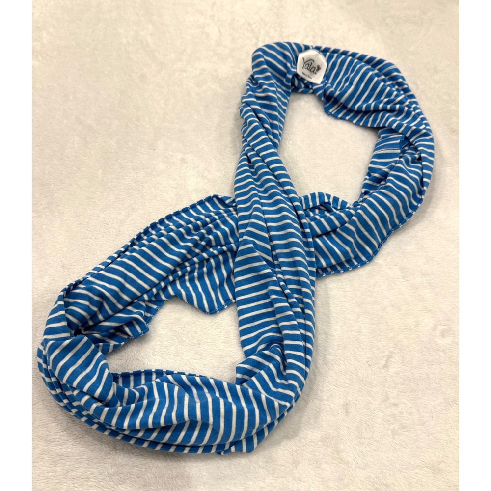 Yala Blue White Striped Bamboo Viscose Infinity Scarf Nautical Lightweight Loop